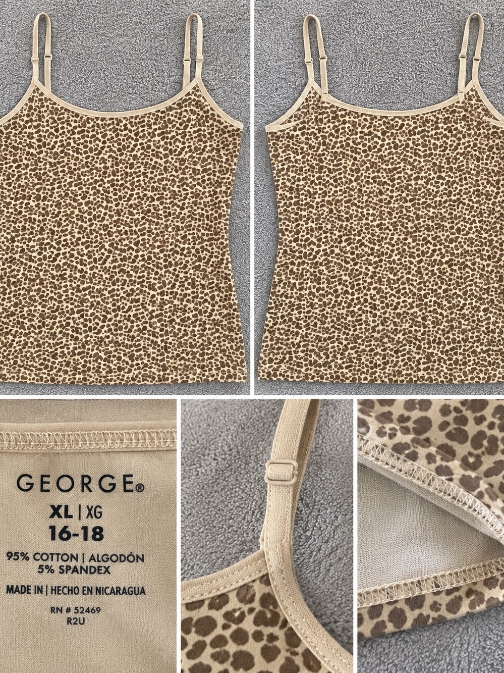 George Beige and Brown Leopard-Print Cotton-Blend Cami